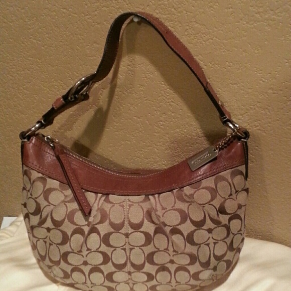 Coach Signature Jacquard Leather Medium Brown