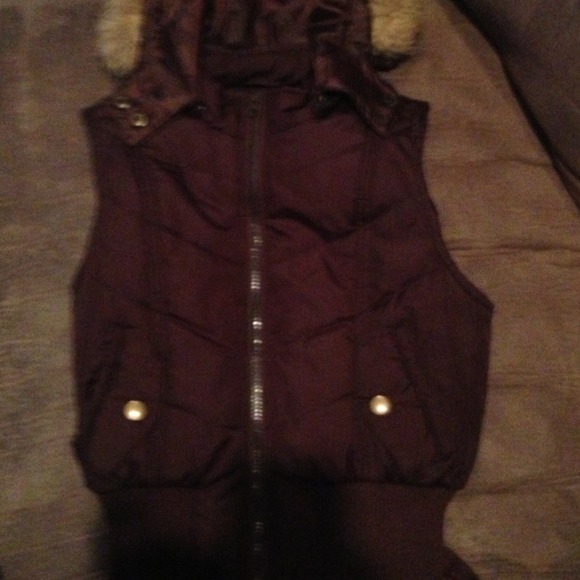 Forever21 hooded vest brown size small
