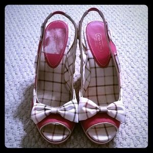 Pink Coach wedges