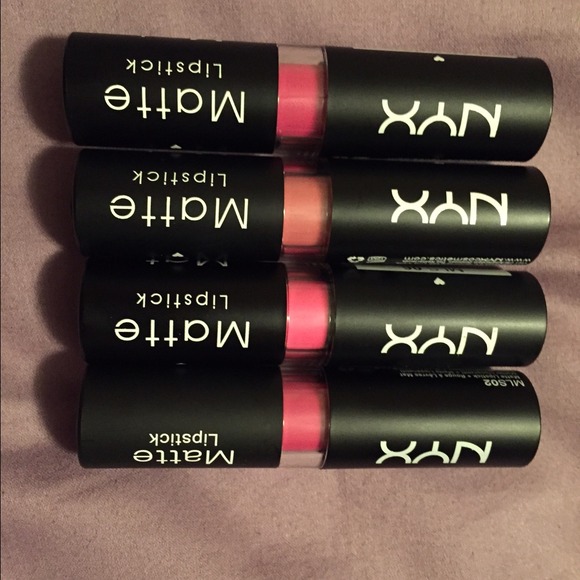 Bright pink NYX matte lipstick