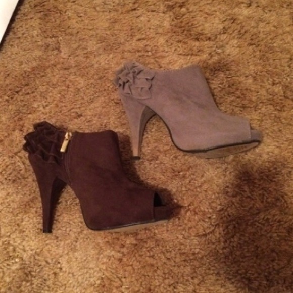 Brown & Grey Bootie Heels
