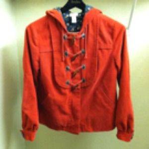 Anthropologie Elevenses Red Corduroy Toggle Coat 6