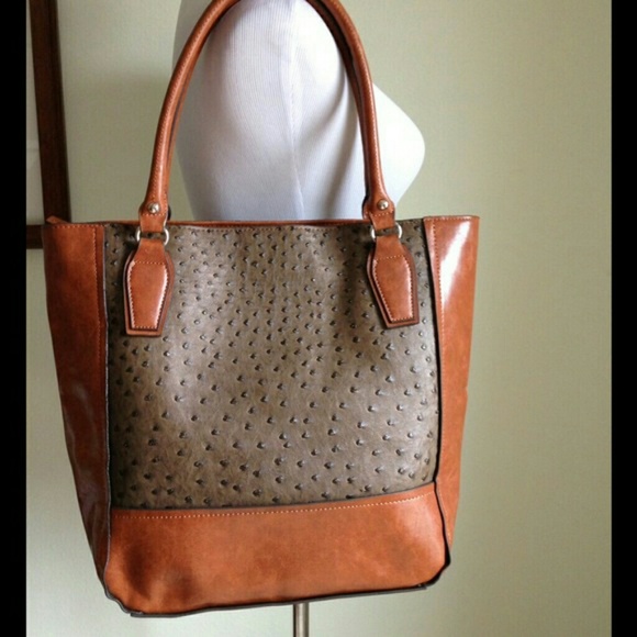 Faux Ostrich Large Tote