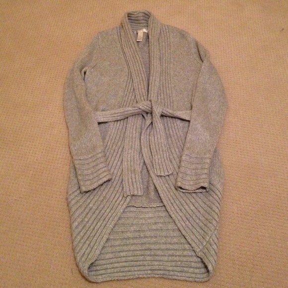 **HOLD** Long Grey Wrap Sweater