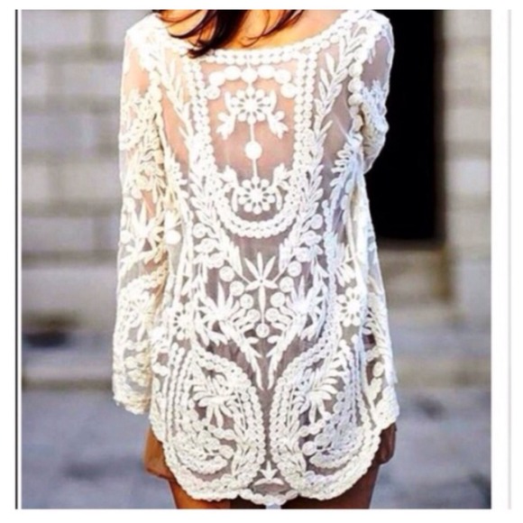Cream lace embroidered tunic - Picture 3 of 3