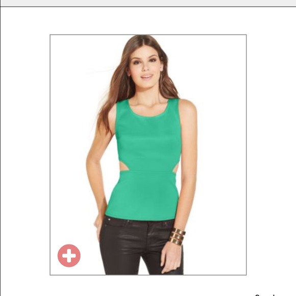 Juniors Cutout Tank Top - Jade Green