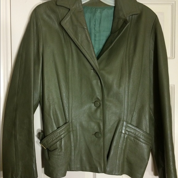 Army green leather jacket