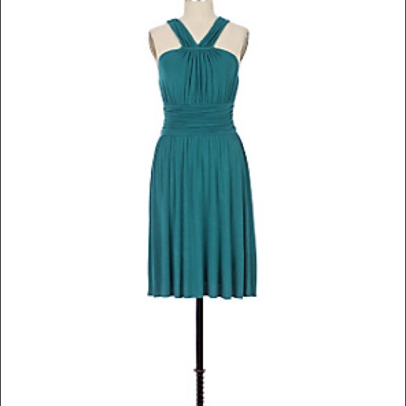 Anthropologie Cummerbund Halter Dress in Teal