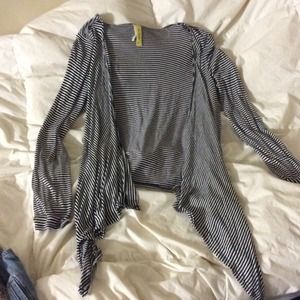 Black/white striped cardigan