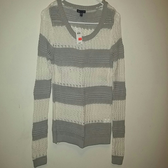 GAP Loose Knit Sweater Grey and White - Picture 1 of 3