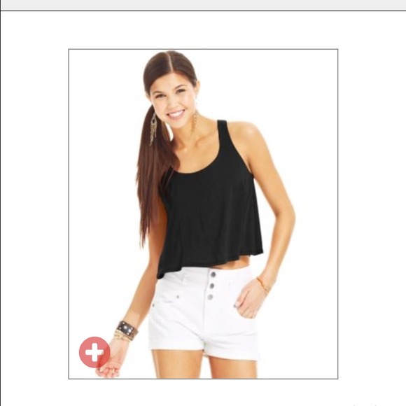 Juniors Crop Swing Tank Top - Black