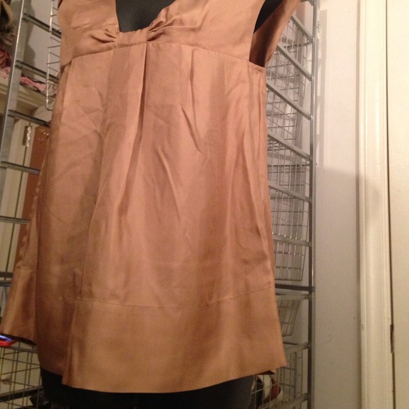 NWT XS Banana Republic Silk Taupe bow top - Picture 4 of 4