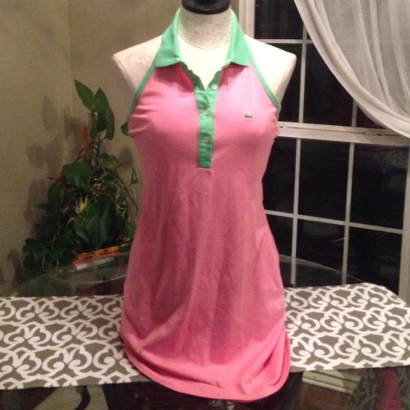 Lacoste pink and green halter dress