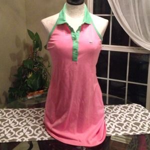 Lacoste pink and green halter dress
