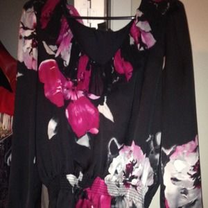 Floral sheer shirt with built-in tank