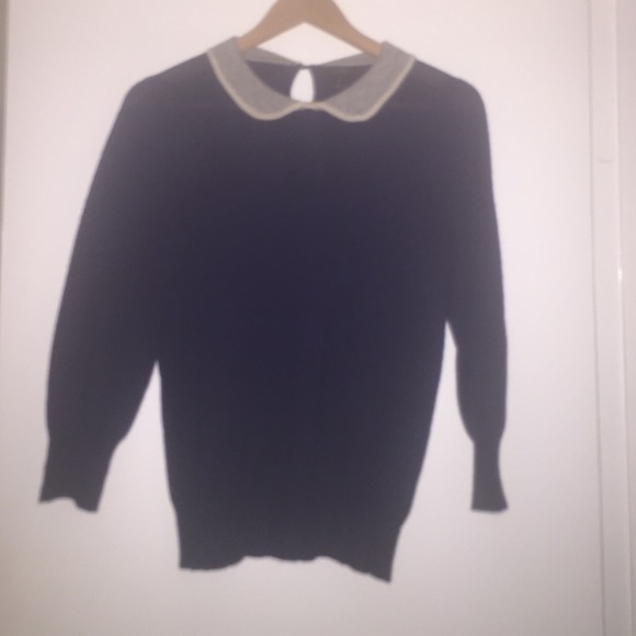 J. Crew Navy Blue Top with Peter Pan Collar XS