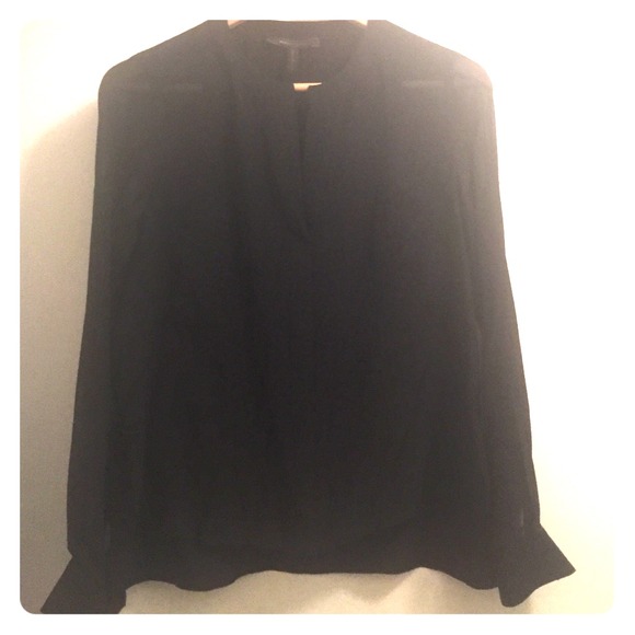 BCBG Black Silk Cutout Top Size M