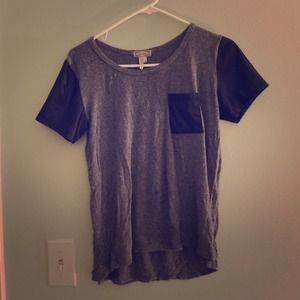 Leather Pocket and Sleeve Tee