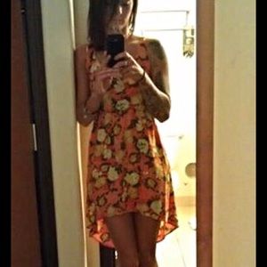 Tilly's Orange Floral Hi Low Dress