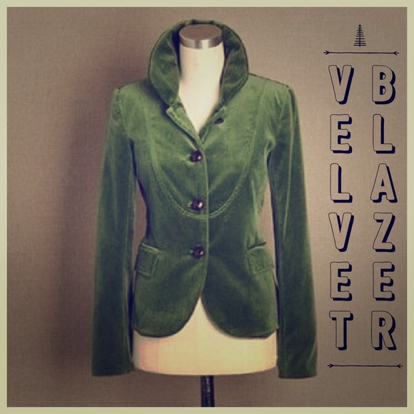 J. Crew Green Velvet Bella Jacket Blazer Size 6