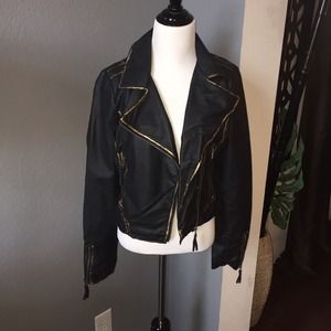 SOLD ☄️Gold Trim Faux Leather Jacket