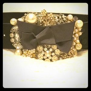 Cabi leather belt w/ bow-embellishments buckle