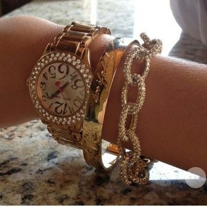 JCREW FACTORY GOLD AND CRYSTAL LINK BRACELET