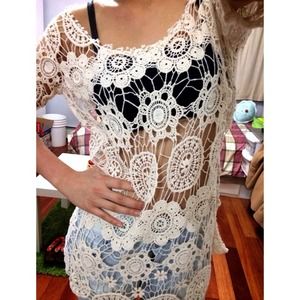 Off shoulder see through crochet top