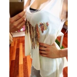 Chiffon sheer high low top