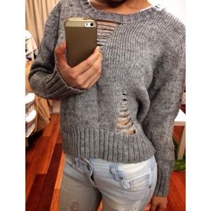 Grey asymmetric knit sweater
