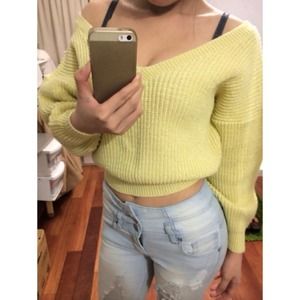 Off shoulder crop sweater