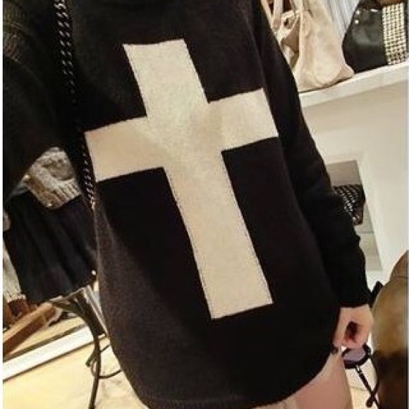 Black and White Cross Cozy Sweater