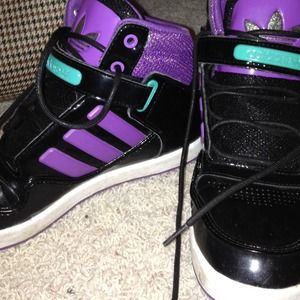 Adidas purple and black sparkly high-tops