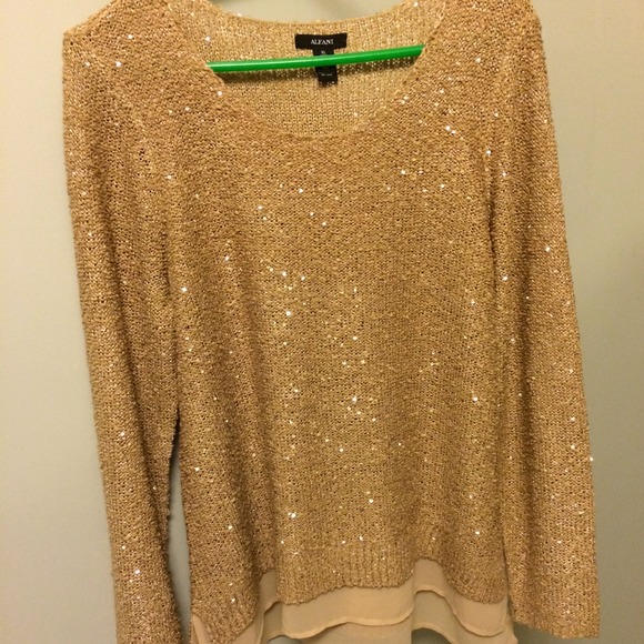 Alfani gold sequin sweater