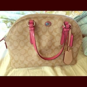 Tan & Strawberry Coach bag