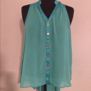 NWT Double Zero Sheer Teal Sleeveless Top