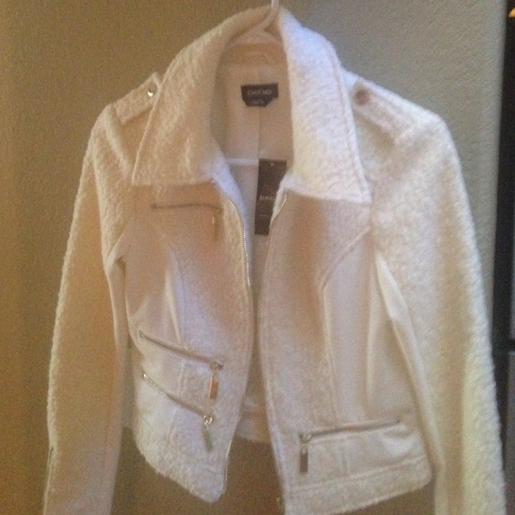 Cream Colored Bebe Cropped Jacket