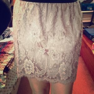 Pale pink lace skirt