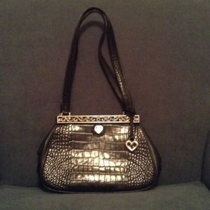 Vintage Brighton black croc satchel shoulder bag