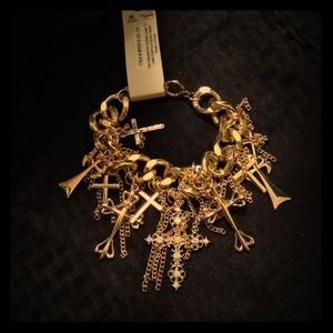 Gold Chunky Cross Bracelet