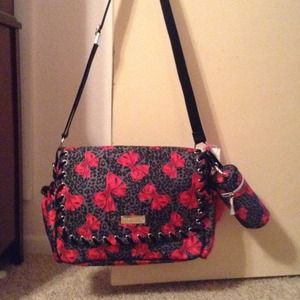 Betsy Johnson cheetah bows grey