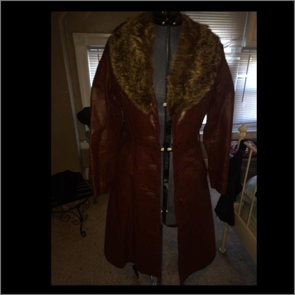 Long Leather Trench Coat Size 12