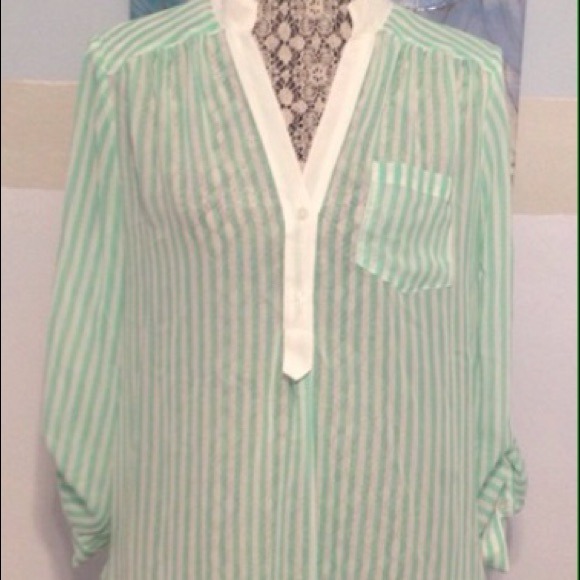 Womens mint and white sheet blouse