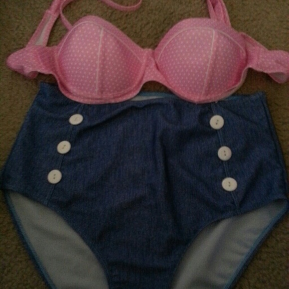 2 pc high waisted bathing suit