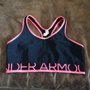 Black and bright orange under armour sports bra