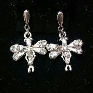 Silver tone Dragonfly Earring studs