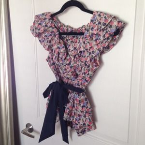 H & M Floral Top with belted waist