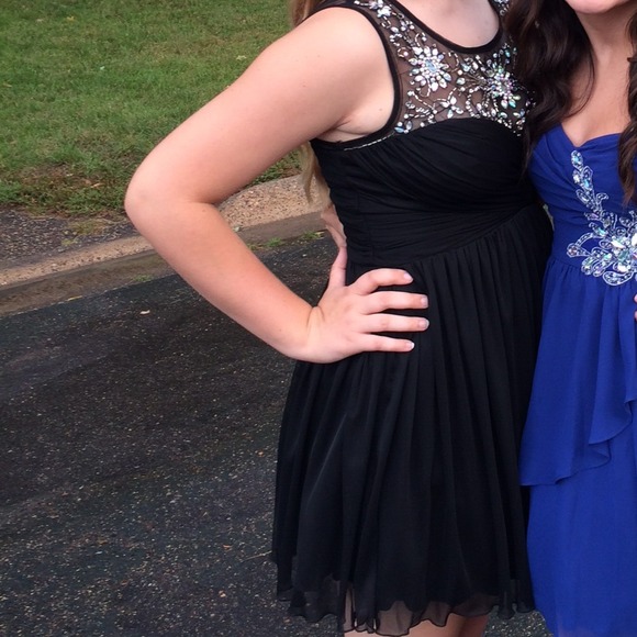 A black sequined dress
