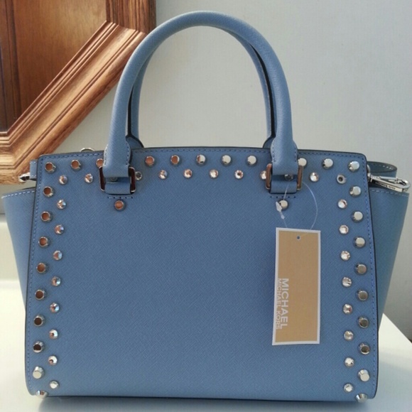 Authentic Michael Kors Powder Blue Jeweled Selma - Picture 2 of 4