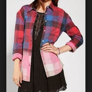 Urban outfitters dip dye flannel/ ombré  sz M